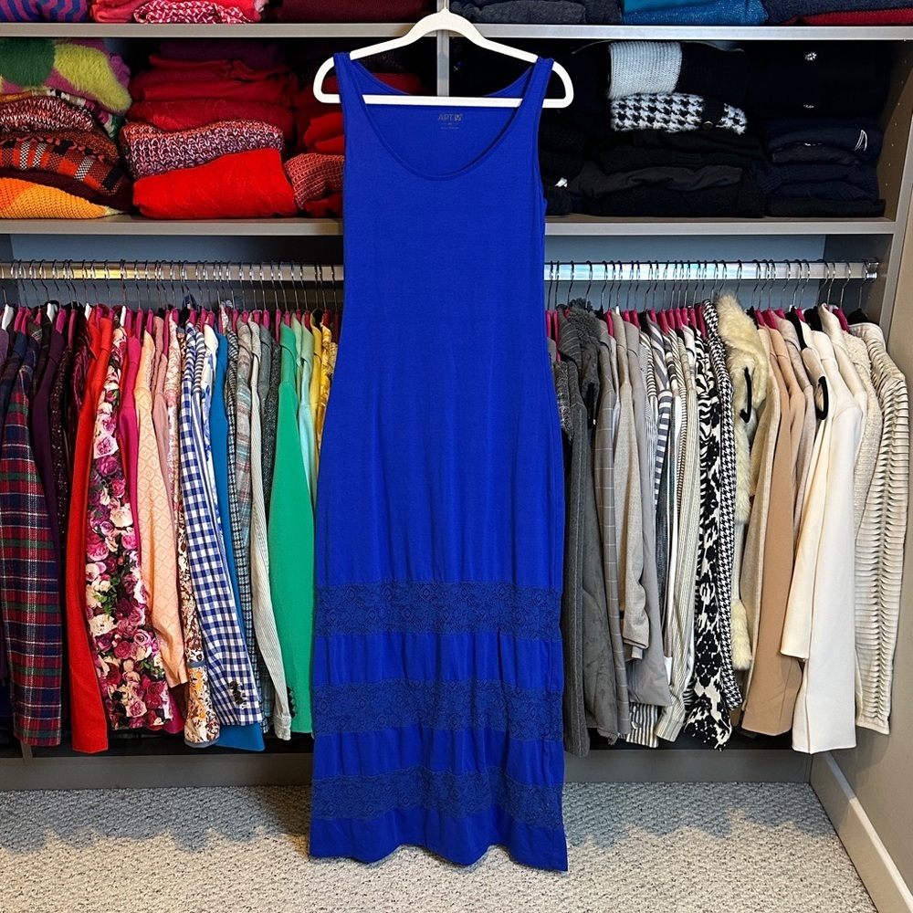 Apt. 9 royal blue sleeveless lace detail maxi dress size XS